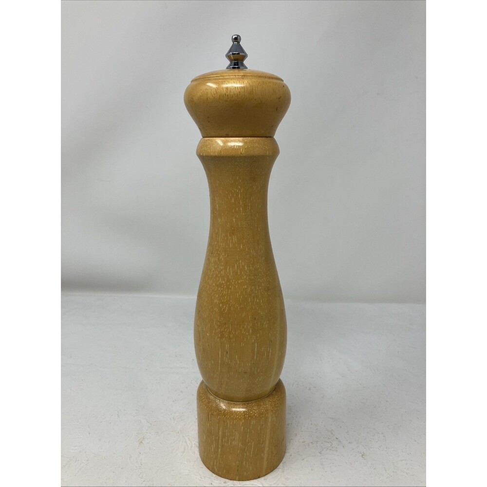 Vintage Mr. Dudley Turned Solid Wood Pepper Mill 10.25" Grinder Tall Light Brown